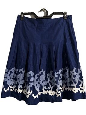 Style & Co Navy Blue Floral Embroidered Hem A-line Above Knee
Length Skirt